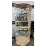 Lighted Glass Display Case With Mirrored Back, 80" x 34" x 18"