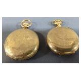 Elgin National Watch Co Pocket Watches Qty 2, Includes 7-Jewel Pocket Watch #7968409 In 14K Gold Pla