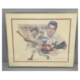 Joe DiMaggio Autographed Color Print, Also Signed By Artist John B Martin, Numbered 64/325, With COA