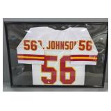 Derrick Johnson #56 Kansas City Chiefs Autographed Football Jersey, With PSA COA Sticker, Framed, 25