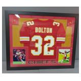Nick Bolton #32 Kansas City Chiefs Autographed Football Jersey In Hanging Display Case