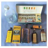 Antique Amber Glass Pharmaceutical Bottles, Qty 3, Graduated Glass IV Bottle, Test Kit And More