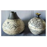 Pottery Vases, Qty 2, 7.5" Tall