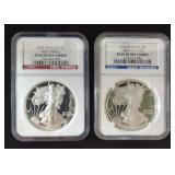2006 W And 2010 W American Eagle $1 Silver Coins, Each 1 oz Fine Silver, Both Certified By NGC And G