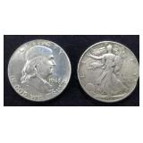 1947 Walking Liberty Half Dollar And 1963 Franklin Half Dollar