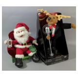 Singing Animated Santa, New, And Crooner With Musical Animation And LED Lighted Microphone, New
