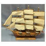 Wood Model Of The USS Constitution 1797, Approx 14" High x 17" Wide