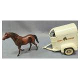 Tonka Farms Metal Horse Trailer And 3 Plastic Horses