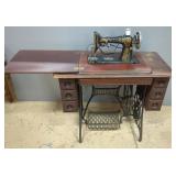 Singer Sewing Machine Model 28, Mfg 1910 (Determined By Serial No. G427048), In Sewing Table