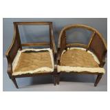 Vintage Barrel Cane Accent Chair And Vintage Cane Side Chair