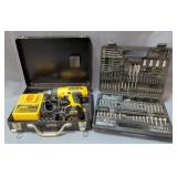 DeWalt Cordless Drill DW962, With Charger, In Metal Case, And Handyman Bit Set In Hard Case;/