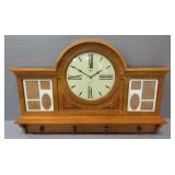 D&A Wood Framed Clock With Coat Hooks, Shelf, And Collage Mats For Photos, 27" H x 42.75" W