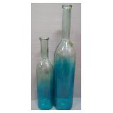 Imax Granada Oversized Recycled Glass Bottles With Blue Tint, Qty 2, 41" And 30.5" High