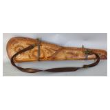 Hand-Tooled Leather Western Rifle Scabbard With Leather Sling