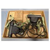WWII Era Shure Brothers Throat Microphones T-30-V, Qty 2 (1 New In Box), With Toggle Switch Battery 