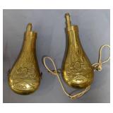 Metal High Relief Powder Flasks, Qty 3, Winchester Black Powder Blank Cartridges, Remington Percussi