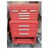 Kennedy Tool Chest And Toolbox, On Wheels, Some Contents Including Coping Saw, Chisel Bits, Wrenches