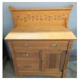 Wood Castilian With Floral Pattern, 32H.5" W x 18" L x 39"