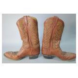 Tony Lama Western Snakeskin-Style Leather Boots, Size 11D