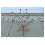 Metal Plant Stand With Circle And Heart Design, Holds 5 Pots, 30.5" High x 50" Wide, Each Ring Is Ap