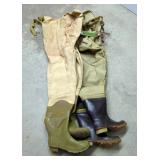 NESCO Deluxe Steel Shank Fishing Waders, Size 9 Boots, And Ranger Fishing Waders, Size 6R Boots