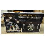 Barrington Billiards Co. Tournament Solid Wood Dart Board Cabinet With Built In LED Lights, Model 15