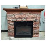 Decor Flame Rustic Electric Fireplace, Model NDF-180BL, Mantle Is Damaged, Intertek Electric Firepla