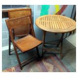 Pub-Style Wood Folding Table, 28" H x 27.5" Diameter, With 2 Folding Chairs