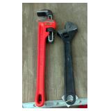 Pony Drop Forge 15" Adjustable Wrench, And Ridgid 18" Heavy Duty Pipe Wrench