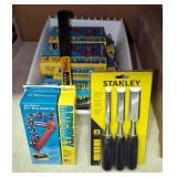 Klutch 16 Oz Rip Hammer, Stanley 3 Piece Wood Chisel Set, Model 16-150, And Ratchkey 1/4" Drive Ligh