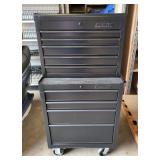 Waterloo 2 Piece Locking Tool Cabinet With 8 Drawers, Hinged Top Lid, Locking Wheels, And Key, Model