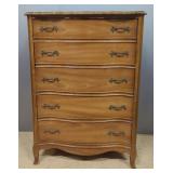 Vintage Dixie Bow Front 5 Drawer Chest Of Drawers, Model 905, 46.5" x 32.5" x 18.5"