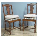 Wood Dining Chairs With Upholstered Seat, Qty 2