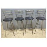 Valentino Metal Bar Stool With Swiveling Cushioned Seat, 30", Qty 4