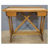Trestle Style Writing Desk With 2 Drawers, 28" x 30.5" x 14.5"