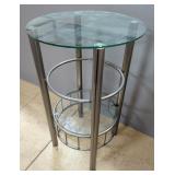 Glass Top Bar Height Table With Glass Shelf, 42" x 25.5"
