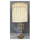 Brass And Glass Prism 32" Charmed Table Lamp With Drum Shade, Powers On