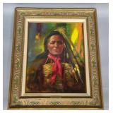 Donald James Zolan Short Bull Crow Framed Artwork, 28" x 24"
