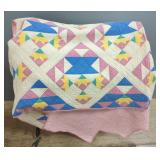 Hand Quilted Patch Quilt, 82" x 82"