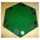 Portable, Folding Hexagonal Game Table Top with Carry Case, Appears New, Has Chip and Drink Holders,