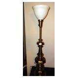 Tall Brass Table Lamp with Milk Glass Shade, 36.75"T