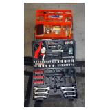 Auto Maintenance Tool Kit with Partially Filled Toolbox, Includes Sockets, Wrenches, Battery Termina