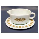 Vintage Corelle Dishware Set Including Dinner Plates, Dessert Plates, Teacups, Saucers, Gravy Boat A