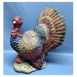 Resin Rooster Outdoor Statuette 15" Tall, Hen 15" Tall, And Turkey 15" Tall, And Metal Rooster Waste