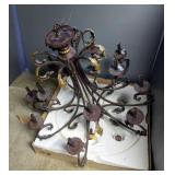 Wrought Iron 12-Light Hanging Chandelier, Approx 40" Tall x 40" Diameter