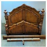 Solid Wood Bed Frame Set Including Headboard, Footboard, Side Rails, And Slats, Headboard 65" x 66" 