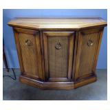 Vintage Wood Console With Single Door And Interior Shelf, 28" x 35" x 13.5"