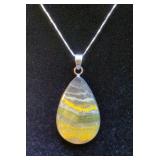 Bumblebee Jasper Pendant, Approx 48mm x 29.5mm, With 925 Sterling Silver Chain And Mounting