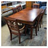 Ashley Furniture Industries Solid Wood Dining Table With 6 Chairs With Upholstered Seats And Leaf Ex
