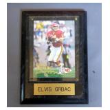 Kansas City Chiefs #11 Elvis Grbac Framed Photo With Stats, 11" x 14" And Plaques, 6" x 4.5", Qty 2
